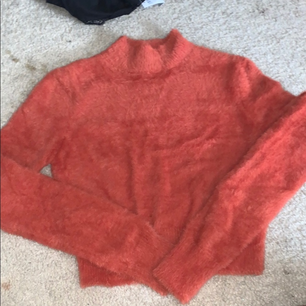 Fuzzy Burnt Orange Turtle Neck